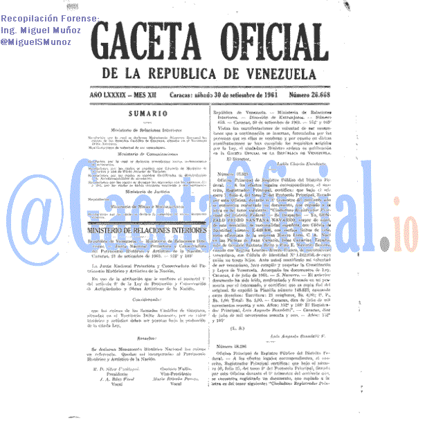 Gaceta Oficial 26668 del 30 Septiembre 1961