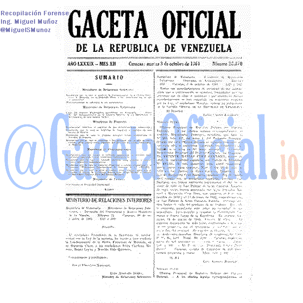 Gaceta Oficial 26670 del 3 Octubre 1961