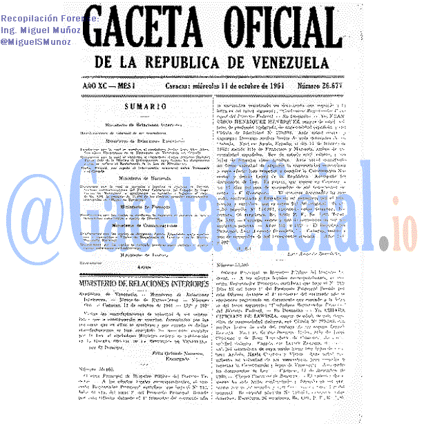 Gaceta Oficial 26677 del 11 Octubre 1961