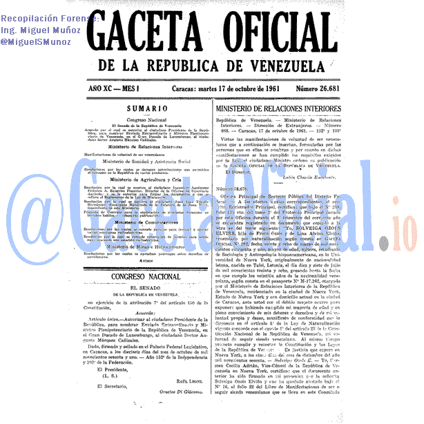 Gaceta Oficial 26681 del 17 Octubre 1961
