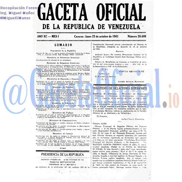Gaceta Oficial 26686 del 23 Octubre 1961