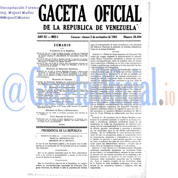 Gaceta Oficial 26694 del 3 Noviembre 1961