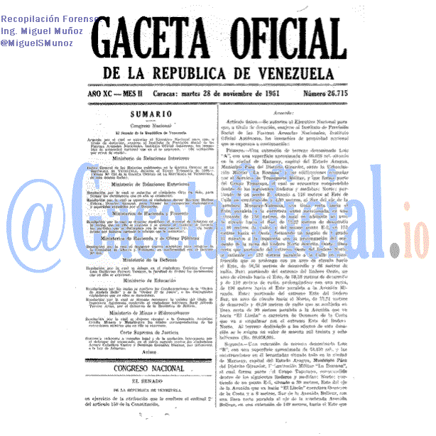 Gaceta Oficial 26715 del 28 Noviembre 1961