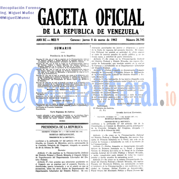 Gaceta Oficial 26795 del 8 Marzo 1962