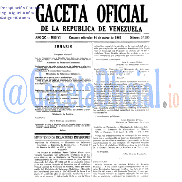 Gaceta Oficial 26800 del 14 Marzo 1962