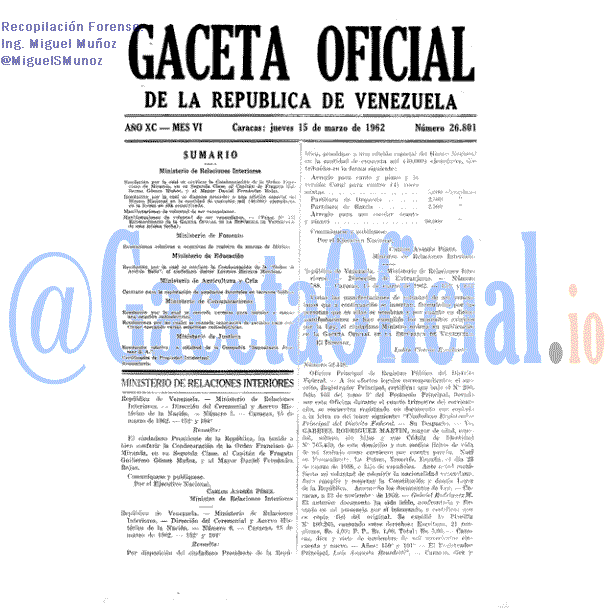 Gaceta Oficial 26801 del 15 Marzo 1962