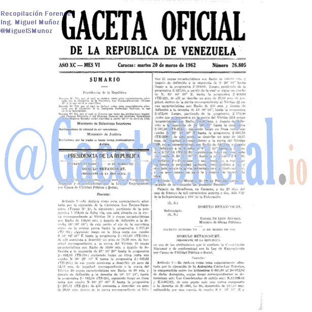 Gaceta Oficial 26805 del 20 Marzo 1962