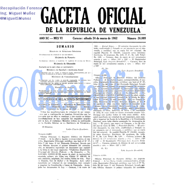 Gaceta Oficial 26809 del 24 Marzo 1962
