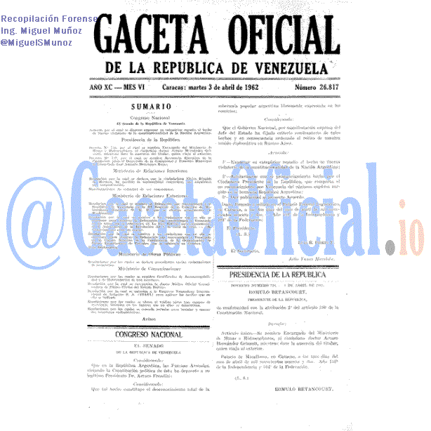 Gaceta Oficial 26817 del 3 Abril 1962