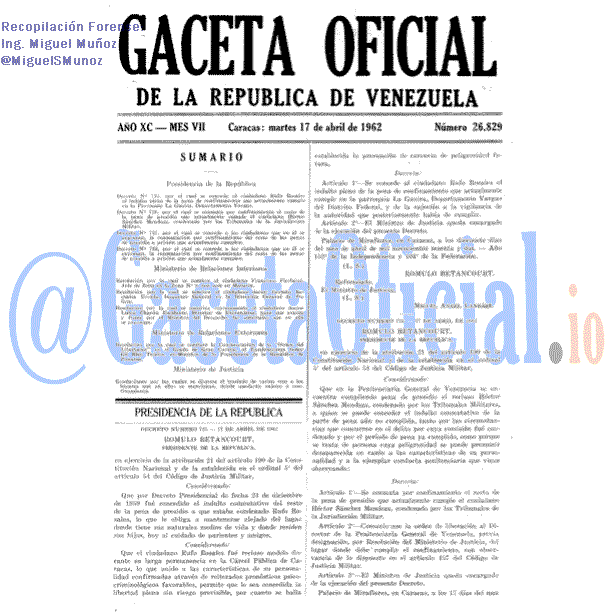 Gaceta Oficial 26829 del 17 Abril 1962