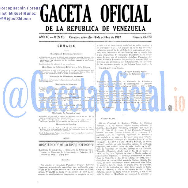 Gaceta Oficial 26973 del 10 Octubre 1962