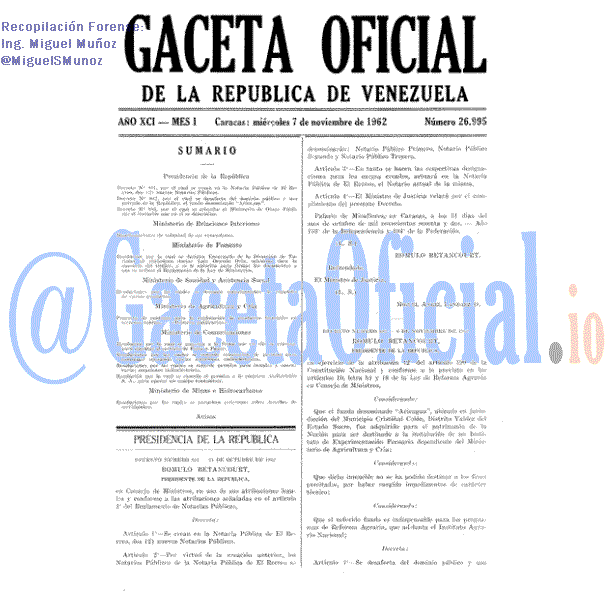 Gaceta Oficial 26995 del 7 Noviembre 1962