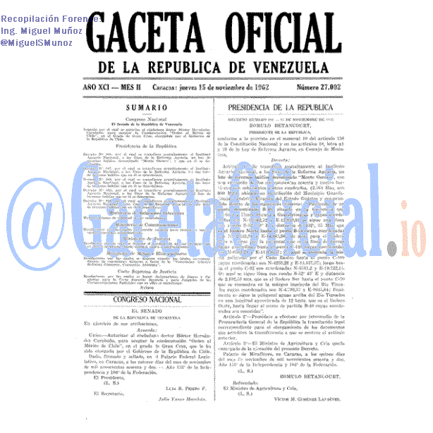 Gaceta Oficial 27002 del 15 Noviembre 1962