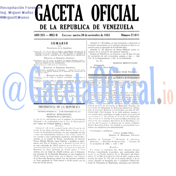 Gaceta Oficial 27006 del 20 Noviembre 1962