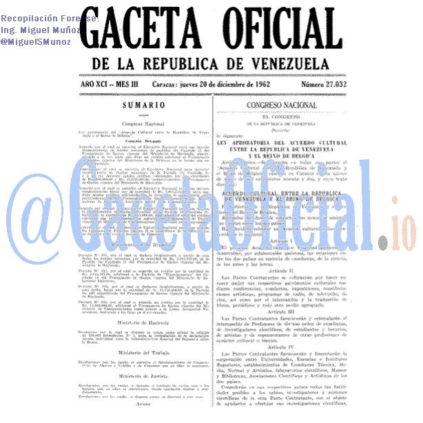 Gaceta Oficial 27032 del 20 Diciembre 1962