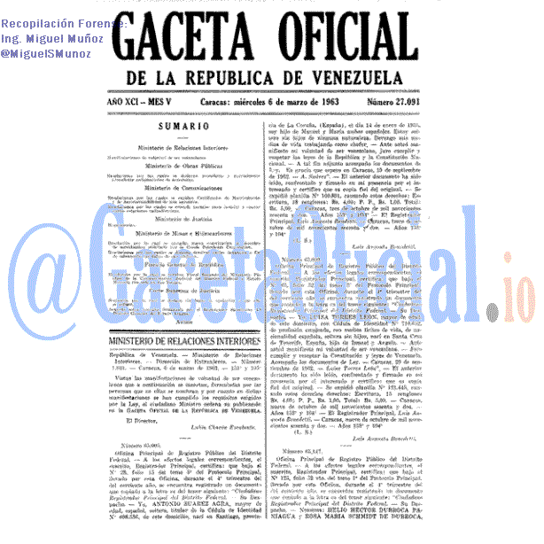 Gaceta Oficial 27091 del 6 Marzo 1963
