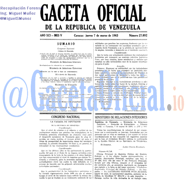 Gaceta Oficial 27092 del 7 Marzo 1963