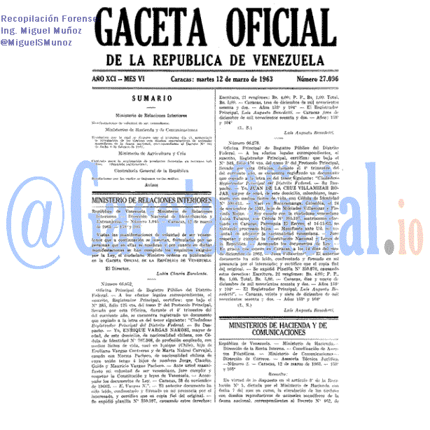 Gaceta Oficial 27096 del 12 Marzo 1963