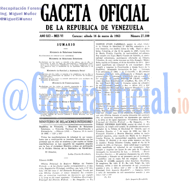 Gaceta Oficial 27100 del 16 Marzo 1963