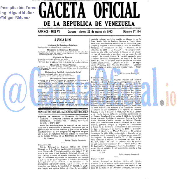 Gaceta Oficial 27104 del 22 Marzo 1963