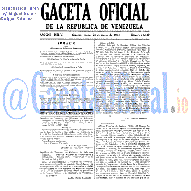 Gaceta Oficial 27109 del 28 Marzo 1963