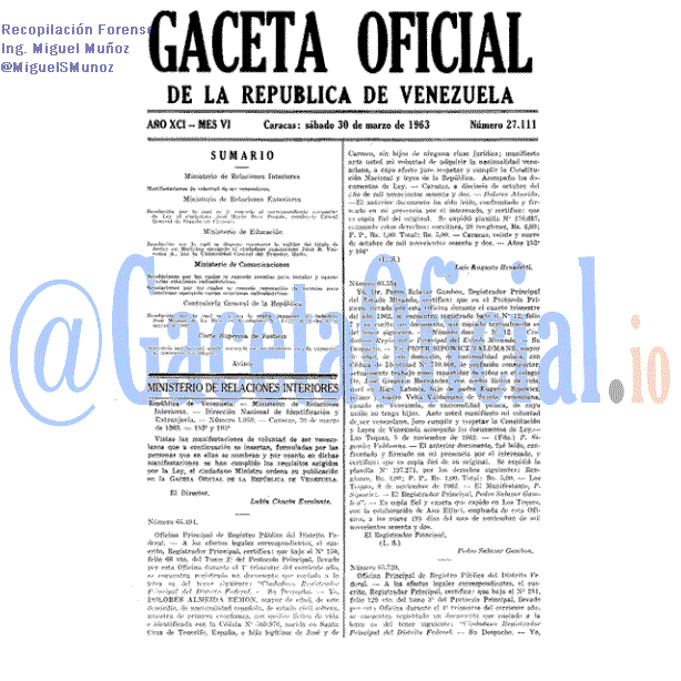 Gaceta Oficial 27111 del 30 Marzo 1963