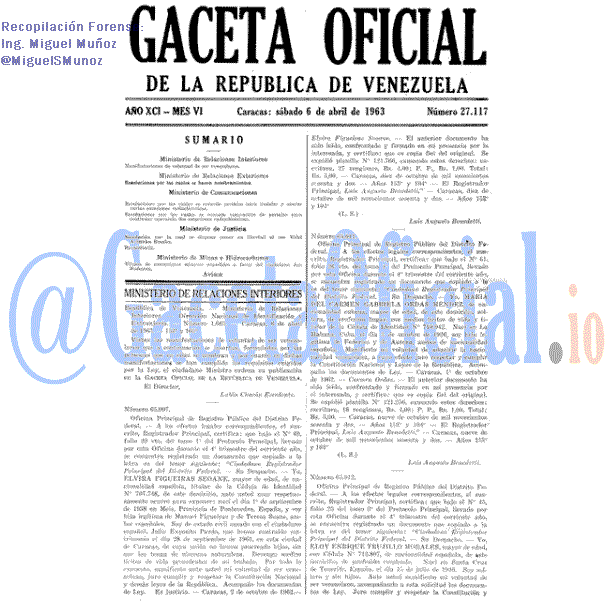 Gaceta Oficial 27117 del 6 Abril 1963