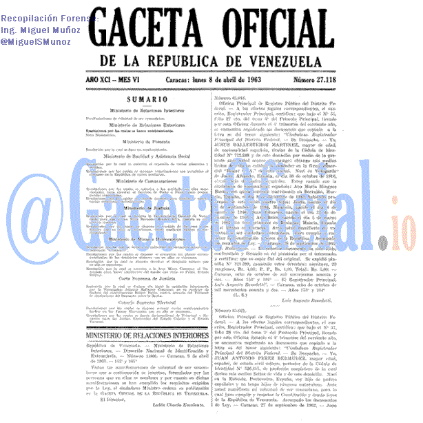 Gaceta Oficial 27118 del 8 Abril 1963