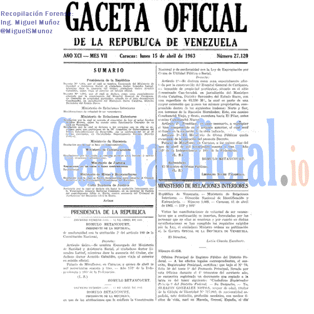Gaceta Oficial 27120 del 15 Abril 1963