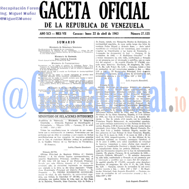 Gaceta Oficial 27125 del 22 Abril 1963