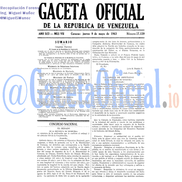 Gaceta Oficial 27139 del 9 Mayo 1963