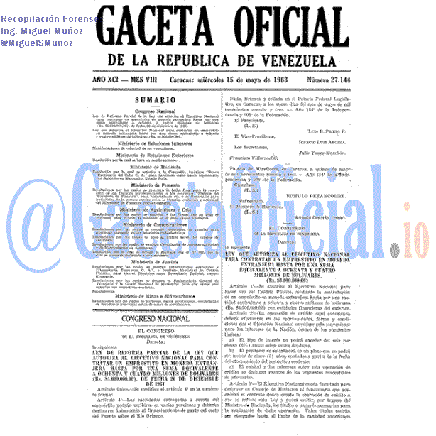 Gaceta Oficial 27144 del 15 Mayo 1963
