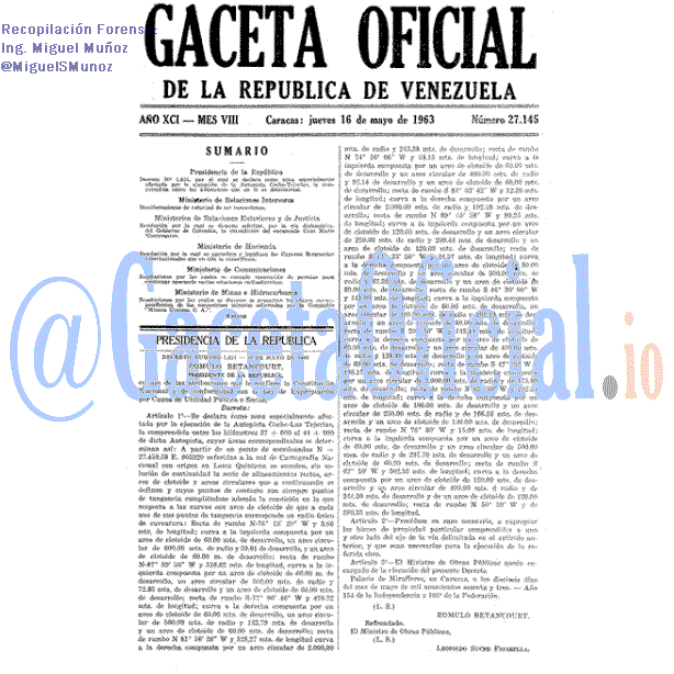 Gaceta Oficial 27145 del 16 Mayo 1963