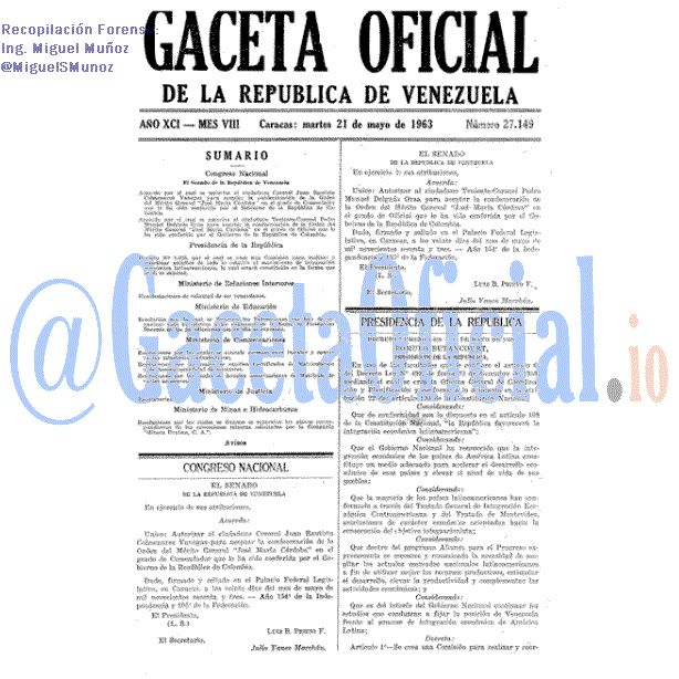 Gaceta Oficial 27149 del 21 Mayo 1963