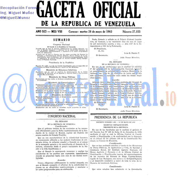 Gaceta Oficial 27155 del 28 Mayo 1963