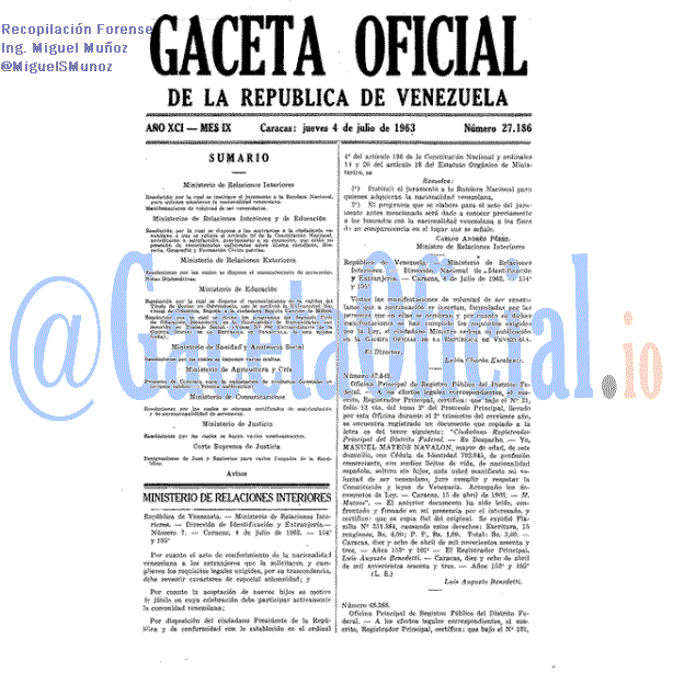 Gaceta Oficial 27186 del 4 Julio 1963