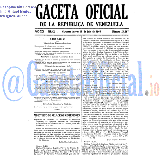 Gaceta Oficial 27197 del 18 Julio 1963