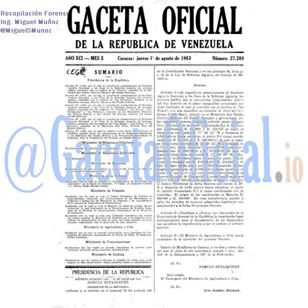 Gaceta Oficial 27208 del 1 Agosto 1963