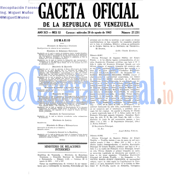 Gaceta Oficial 27231 del 28 Agosto 1963