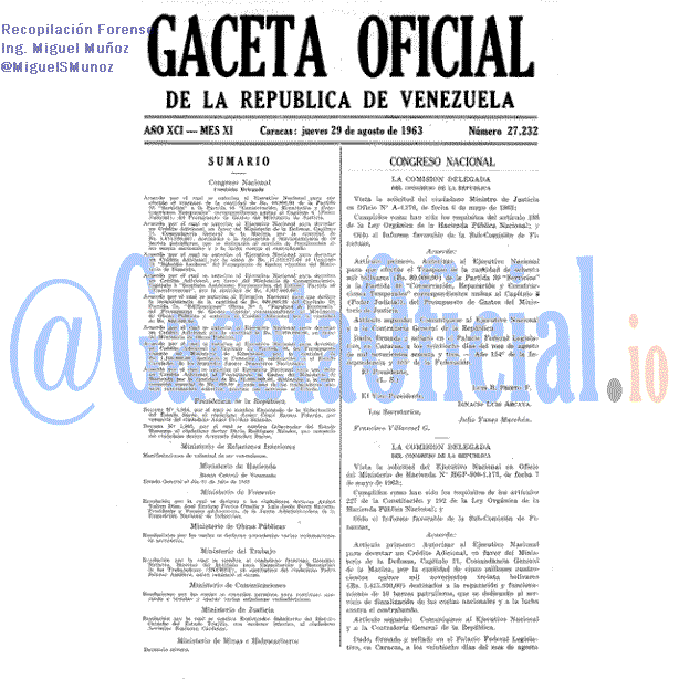 Gaceta Oficial 27232 del 29 Agosto 1963