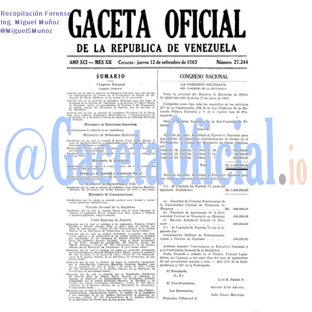 Gaceta Oficial 27244 del 12 Septiembre 1963