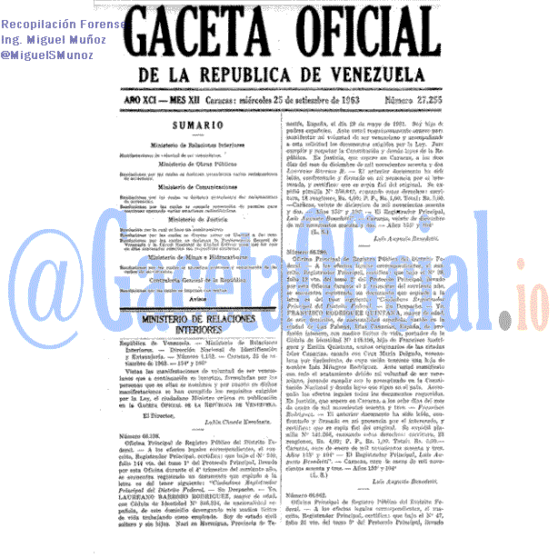 Gaceta Oficial 27255 del 25 Septiembre 1963