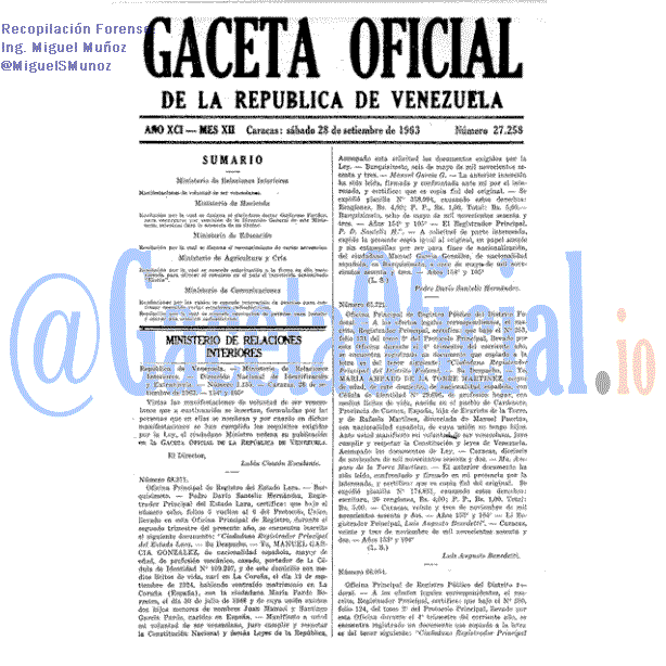 Gaceta Oficial 27258 del 28 Septiembre 1963