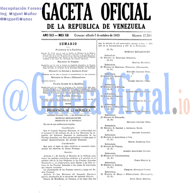 Gaceta Oficial 27264 del 5 Octubre 1963