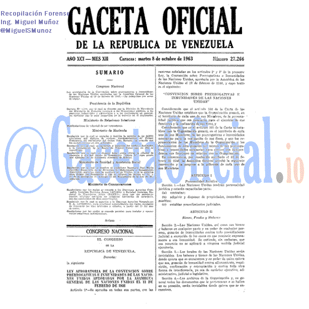 Gaceta Oficial 27266 del 8 Octubre 1963