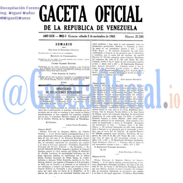 Gaceta Oficial 27285 del 2 Noviembre 1963