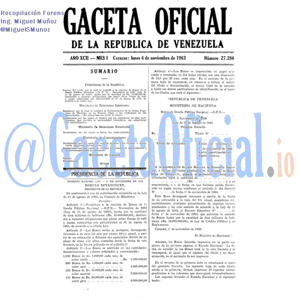 Gaceta Oficial 27286 del 4 Noviembre 1963