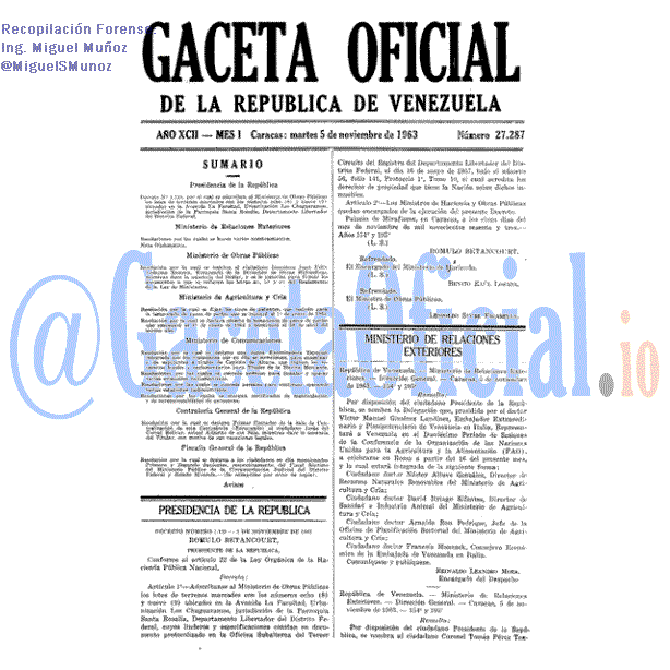 Gaceta Oficial 27287 del 5 Noviembre 1963