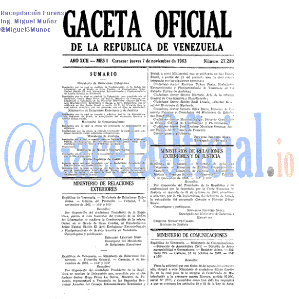 Gaceta Oficial 27289 del 7 Noviembre 1963