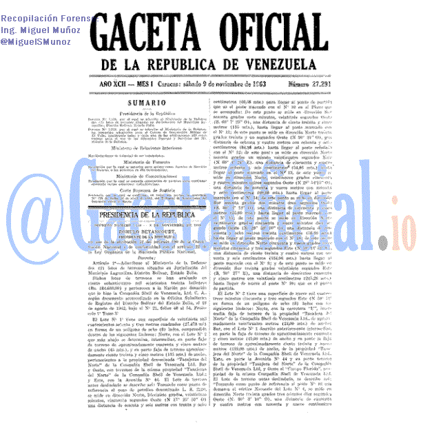Gaceta Oficial 27291 del 9 Noviembre 1963